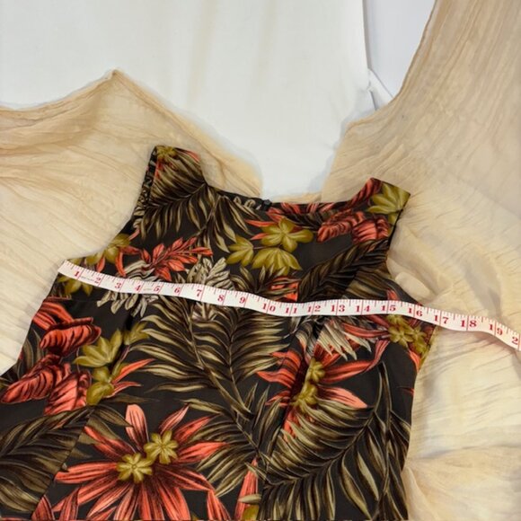 AB Studio Womens Brown Coral Tropical Leaf Print Sleeveless Sheath Dress Size 10 - Picture 4 of 11